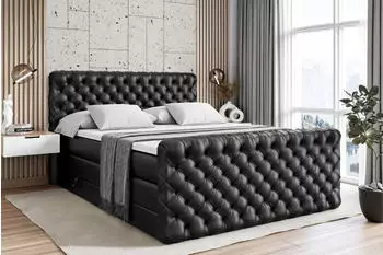 ALTDECOR BOXI8-Z King Boxspringbett 120x200cm Kunstleder Schwarz H3/H4 (800000647260)