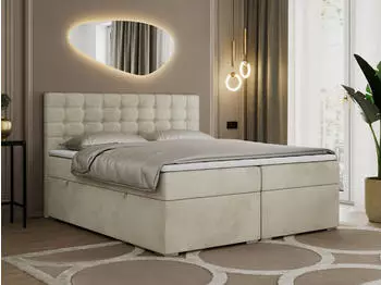 MKS Meble Susan Boxspringbett 180x200 Velvet Beige mit Bettkasten H4 (800000649488)