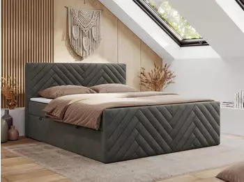 MKS Meble Paris DUO Boxspringbett 140x200cm Dunkelgrau Velvet H3 (800000878842)