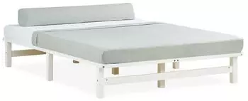 Homestyle4u Palettenbett Holz Kiefer wei&szlig; lackiert 140x200cm mit Lattenrost