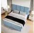Marpur Malmo Boxspringbett mit Bettkasten, Blau, Velourstoff, 200x200cm