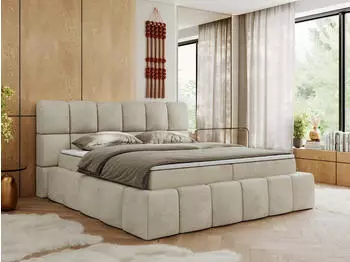 MKS Meble NIRA Boxspringbett Doppelbett mit Bettk&auml;sten, Multipocket-Matratze, 200x200cm (NIRA)