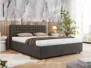 MKS Meble Pavo Classic Polsterbett mit Bettkasten & Lattenrost, Dunkelgrau (140x200)