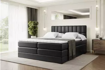 ALTDECOR Miami King Boxspringbett 140x200cm Kunstleder Schwarz H3/H4 mit Bettkasten