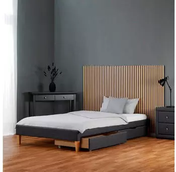 Homestyle4u Polsterbett 90x200cm mit 2 Bettk&auml;sten und Lattenrost, Grau (2619)