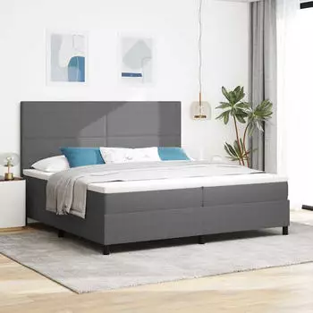 vidaXL LED Boxspringbett Cordstoff Hellgrau/Wei&szlig; 200x200cm (3337659)