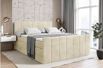 ALTDECOR Boxspringbett MOETI-Z King 180x200cm Samt Beige H3/H4 mit Bettkasten (MOETI-Z KING)