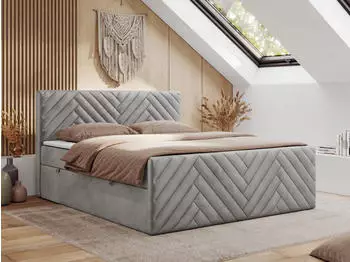 MKS Meble Paris Duo Boxspringbett 200x200cm, Bettkasten, H4, Hellgrau (Paris Duo)