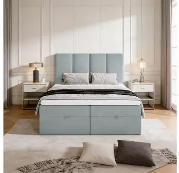 Marpur Malmo Boxbett mit Bettkasten, Grau, 140x200cm (MALMO)