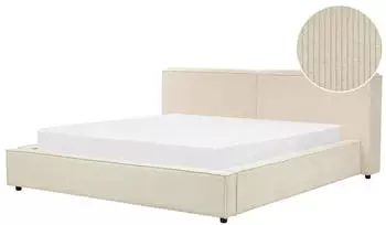 Beliani Linards Polsterbett Cord Beige 180x200cm mit Lattenrost (Linards)