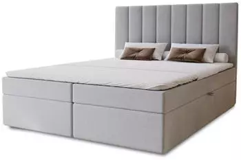 Marpur Nero Box Boxspringbett mit Bettkasten, Velourstoff, Grau, 180x200cm (NERO BOX)