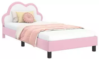 vidaXL Kinderbettgestell mit Kopfteil Rosa 90x200cm PU