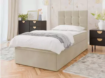 Mirjan24 Luanda Single Boxspringbett mit Bettkasten und Topper, H3, 90x200cm