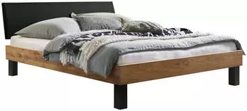Hasena Sondrio Bett Wildeiche Natur, F&uuml;&szlig;e Lecco Smoke, 120x200cm (Trento)