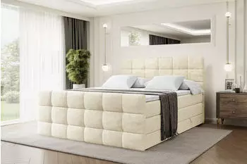 ALTDECOR Brugo-Z King Boxspringbett mit Bettkasten, H3/H4, 180x200cm, Beige