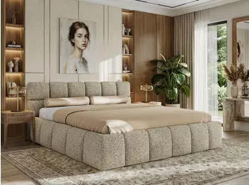 MKS Meble Nira Classic Polsterbett mit Bettkasten & Lattenrost 200x200cm Dunkelbeige
