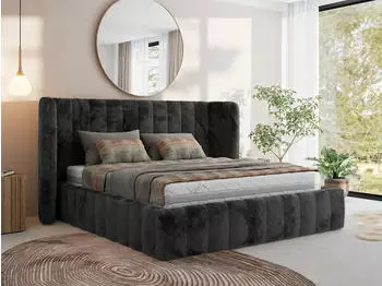 MKS Meble Goletta Classic Polsterbett mit Bettkasten & Lattenrost, 200x200cm, Dunkelgrau (Lapit 16)