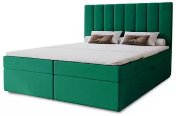 Marpur Nero Box Boxspringbett mit Bettkasten, Velourstoff, Gr&uuml;n, 120x200cm