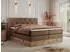 MKS Meble Veneto King Boxspringbett 180x200 Kunstleder Braun, Eiche-Rahmen, zwei Bettkästen