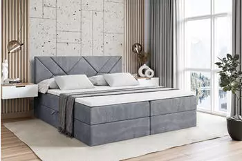 ALTDECOR Barwa Boxspringbett mit H3-Matratze, Topper und Bettkasten, 140x200cm, Grau Samt