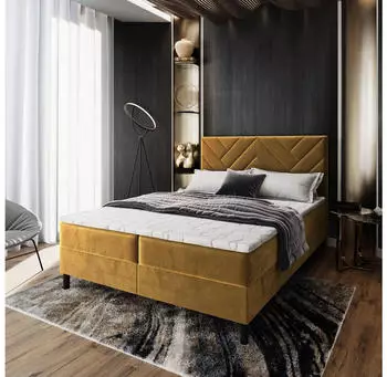 Masseno Rokis Boxspringbett 180x200cm mit Matratze & Topper, Gelb (ROKIS)