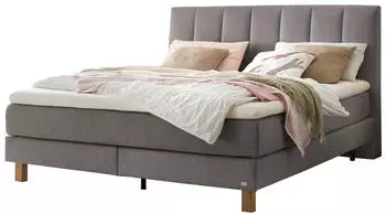 Hasena Pronto Reina Boxspringbett 160x200 grau, F&uuml;&szlig;e Eiche bright (Reina)
