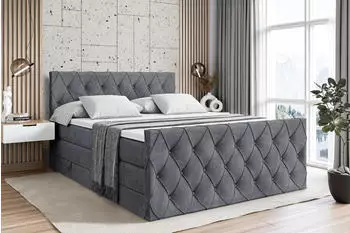 ALTDECOR AMAY KING Boxspringbett mit Bettkasten, Dunkelgrau Samt, 200x200cm (AMAY KING)