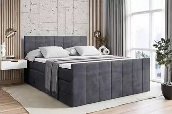 ALTDECOR Boxspringbett MOETI-Z KING 160x200cm Samt Dunkelgrau H3/H4 Matratzen