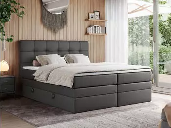 MKS Meble Erni King Boxspringbett mit Bettkasten, Dunkelgrau, 160x200cm, H4