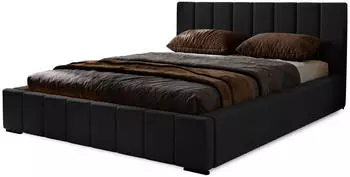 Marpur Nero Polsterbett mit Bettkasten und Lattenrost, 180x200cm, Velourstoff, Schwarz (NERO)
