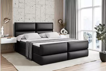 ALTDECOR Boxspringbett BOXI3-Z 180x200cm H3 Matratze Topper Kunstleder Schwarz (BOXI3-Z)