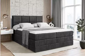 ALTDECOR Nova King Boxspringbett 140x200cm Samt Schwarz H3/H4 mit Bettkasten
