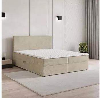 Masseno NIRA Boxspringbett 180x200cm mit Bonell-Matratze und Topper, Creme (NIRA 180X200 CM ROMA 03)