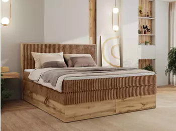 MKS Meble Wood Classic King Boxspringbett mit Multipocket-Matratze und Topper T25, Stauraum (Wood Classic King)