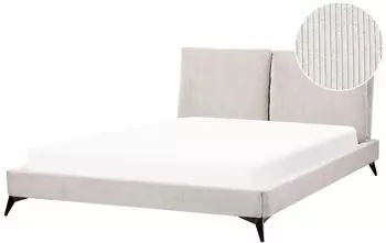 Beliani MELLE Polsterbett Cord Hellbeige 160x200cm schwarze Metallf&uuml;&szlig;e (MELLE)