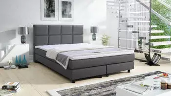 K&uuml;chenpreis-Bombe Glenn 2 Boxspringbett mit Topper 140x200cm, Grau