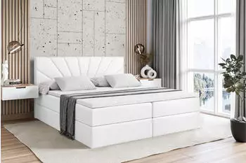ALTDECOR Miltio Boxspringbett mit Matratze H4, Topper & Lattenrost, Kunstleder Wei&szlig;, 140x200cm