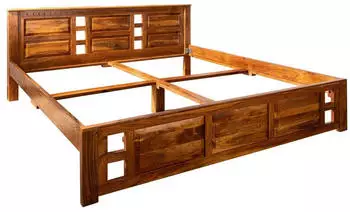 Massivmoebel24 Oxford Doppelbett Akazienholz honig lackiert 200x200cm (09-640-610-8014)