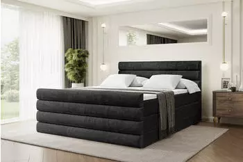 ALTDECOR Celestia-Z King Boxspringbett 180x200cm Samt Schwarz H3/H4 mit Bettkasten (CELESTIA-Z KING)
