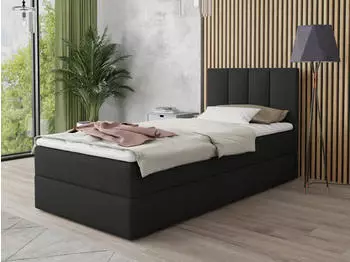 Sofnet Star Mini Boxspringbett mit Bettkasten, Bonell-Matratze & Topper, 90x200cm, Schwarz