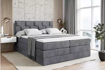ALTDECOR Zafira-BZ King Boxspringbett 140x200cm H3/H4 Dunkelgrau Samt (800001227104)