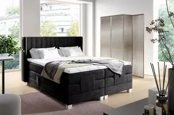 Fun M&ouml;bel MAGNUS Boxspringbett Stoff Salvador Schwarz 120x200cm elektrisch