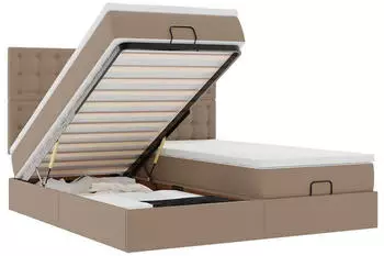 vidaXL Ottoman-Bett mit Matratzen Kunstleder Cappuccino 180x200cm (3313658)