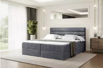 ALTDECOR Celestia Boxspringbett mit Matratze H3, Topper & Lattenrost, Dunkelgrau Samt, 160x200cm
