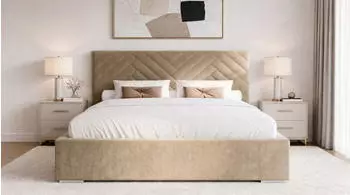 Marpur Aura Polsterbett mit Bettkasten und Lattenrost, Velourstoff, Braun, 200x200cm