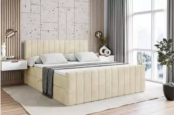 ALTDECOR EDITA-Z Boxspringbett mit Fu&szlig;teil, Beige, 140x200cm (EDITA-Z)
