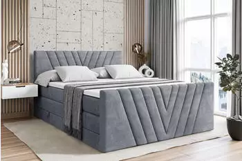 ALTDECOR Ernina-Z King Boxspringbett 180x200cm Samt Grau H3/H4 Matratzen (ERNINA-Z KING)