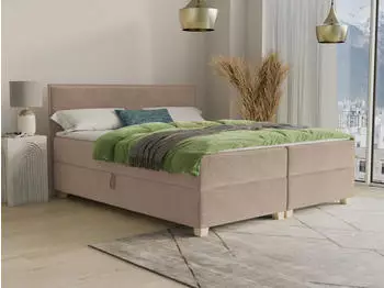 Sofnet Fren Boxspringbett mit 2 Bettk&auml;sten, Bonell-Matratze & Topper, Beige, 160x200cm