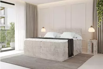 ALTDECOR Tolo King Boxspringbett 200x200 Cord, Creme, H3+H4 Matratzen, Lattenrost