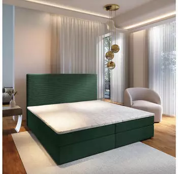 Masseno GIARRO Boxspringbett 140x200cm mit Bonell-Matratze und Topper, Gr&uuml;n (GIARRO 140X200 CM POSO 14 + KRONOS 14)